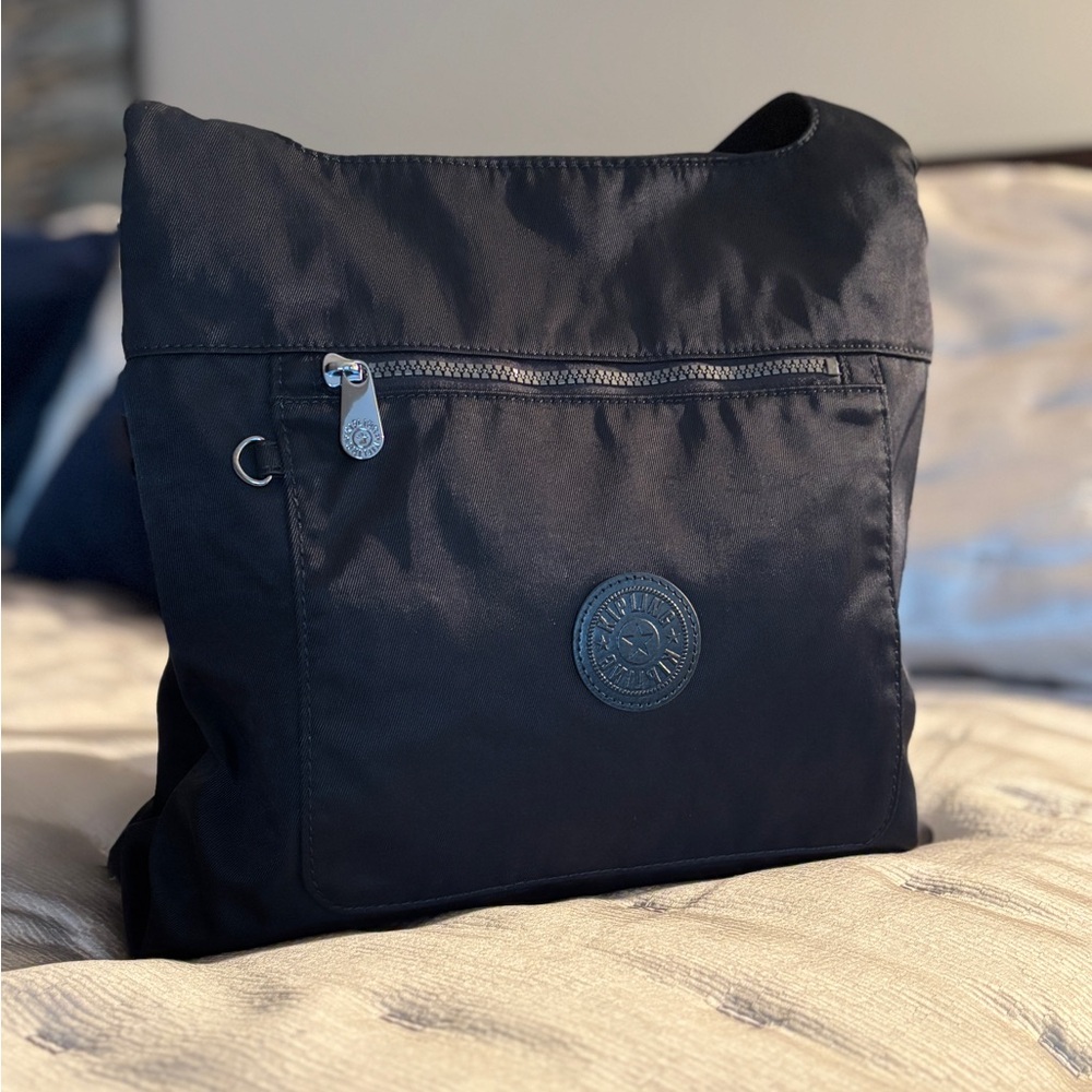 KIPLING “Aniya” Black Nylon Shoulder Bag Travel Tote - Picture 3 of 13